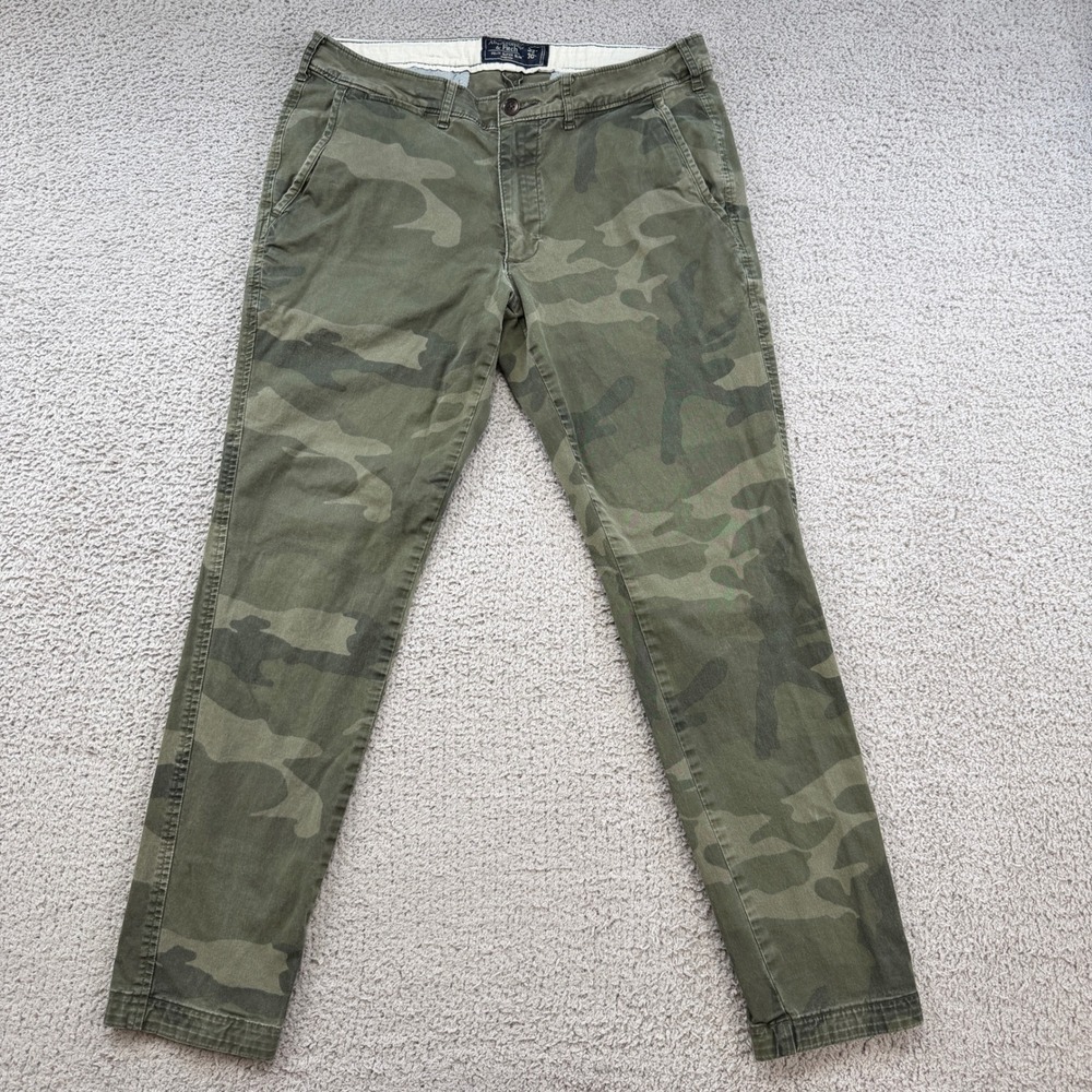 Abercrombie & Fitch Felix Super Slim Stretch Camo Chino Pants 32x30 Green